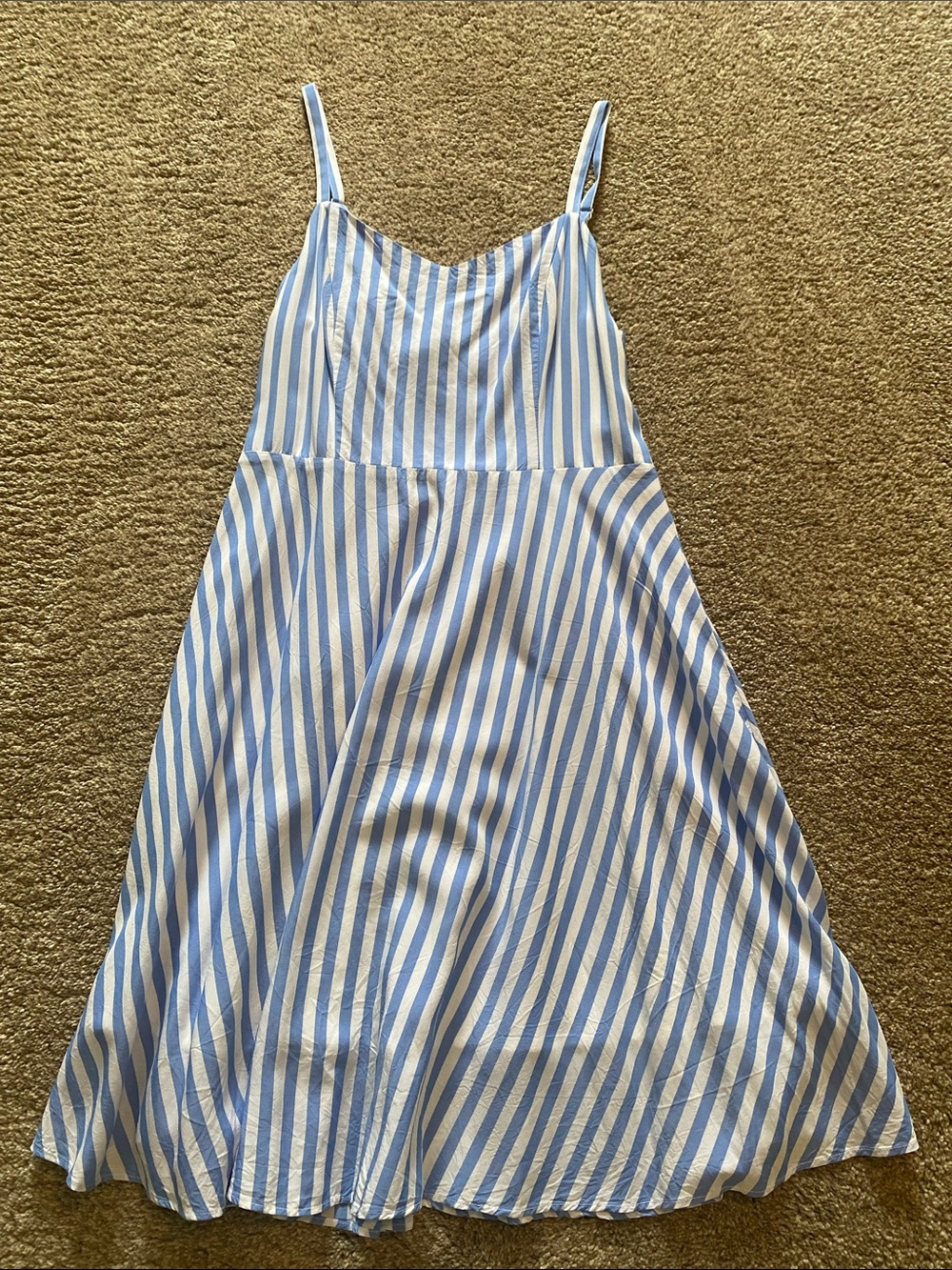 Old Navy Blue and White Striped Midi Dress